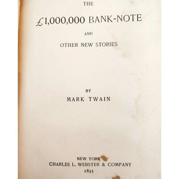 Mark Twain The 1 Million Pound Bank Note First Edition 1893 HC Victorian Bk HBS - Picture 3 of 11